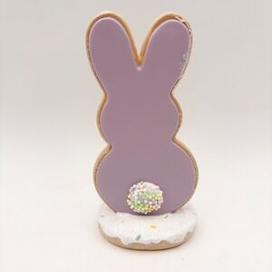 Faux Sugar Cookie Easter Bunny Rabbit Lavender Purple Standing Decor Spring